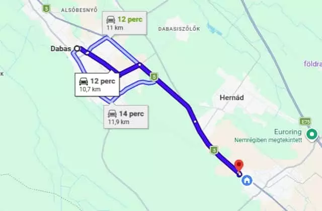 Útvonal Dabasról az örkényi kézi autómosóhoz