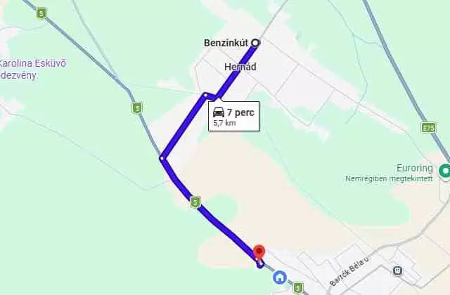 Alternatív megközelítés Hernád felől – autómosó Örkény térkép